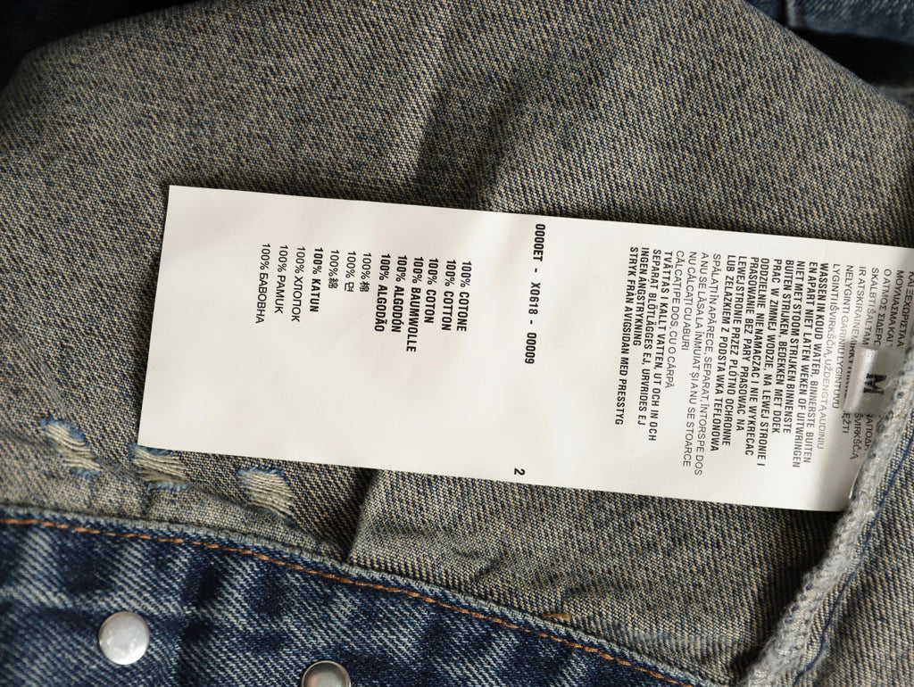 Prada Triangle-Logo Washed Zip-Up Denim Jacket - Dark Blue